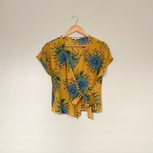 Madewell Silk Kimono Wrap Top in Painted Blooms